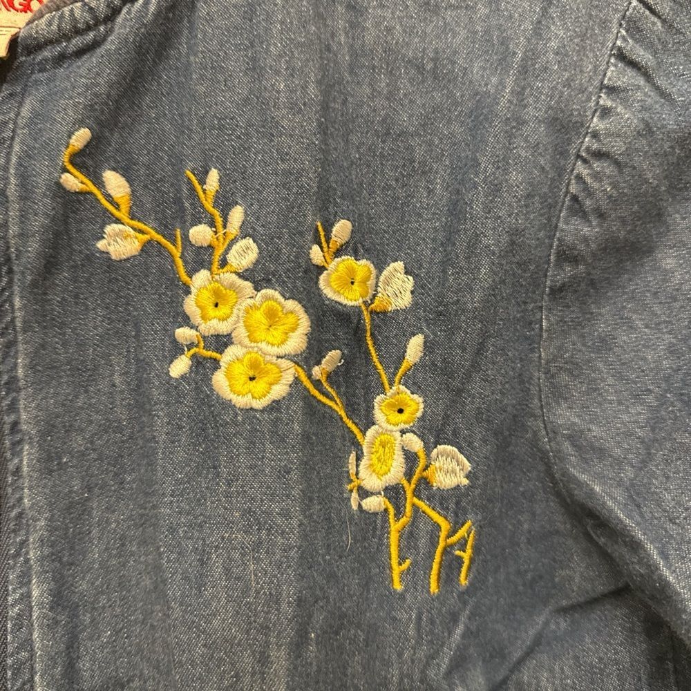 Bongo Denim Bomber Jacket with Floral Bird Embroidery - Picture 4 of 5